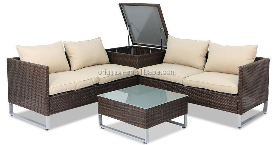 Indoor Sun Room Patio Outdoor Furniture Sectional Love Seat Storage Table Rattan Woven Sofa Sets