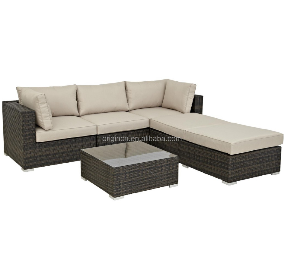 Cabana residential outdoor sun lounge bed and 3 seater corner sofa rattan jardin garden furniture