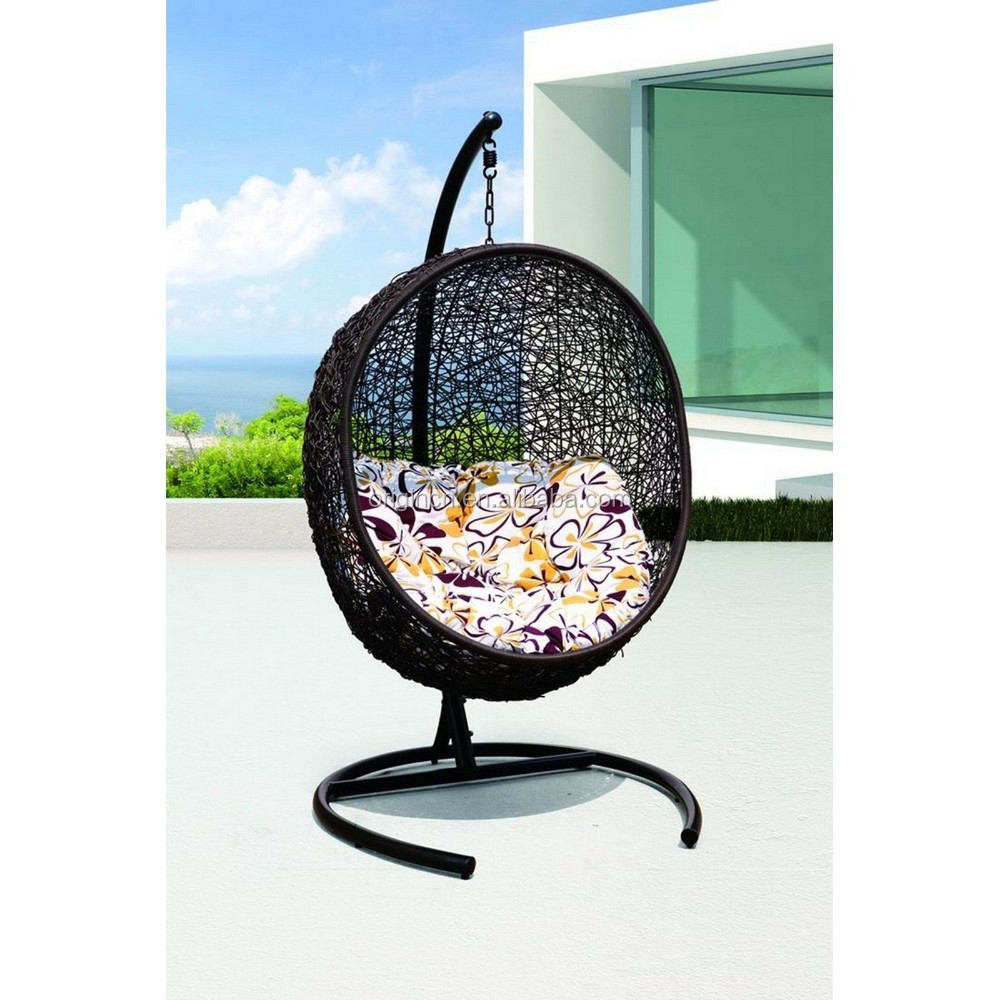 Artistic bird nest shape rattan home furniture with solid base indoor swing for adults