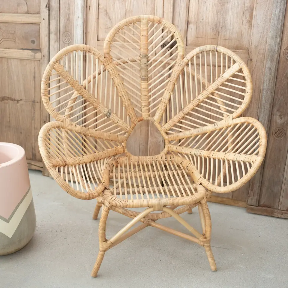 Luxury Design Handmade Chair Natural Outdoor Sunscreen Wicker Flower Rattan Patio Garden Chairs