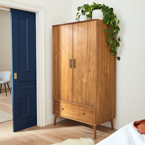 High Quality Mid-Century Design Cabinet Bedroom Furniture Armoire Rustic Solid Wood Wardrobe Cabinets