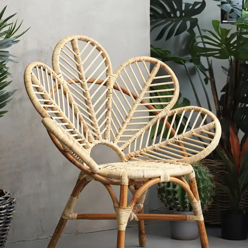 Luxury Design Handmade Chair Natural Outdoor Sunscreen Wicker Flower Rattan Patio Garden Chairs