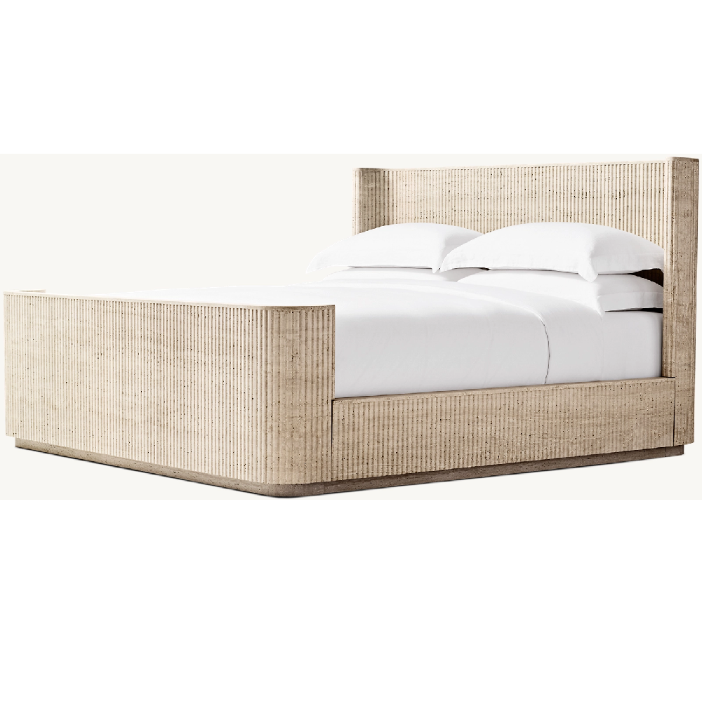 Latest Designs Double Master Bedroom Furniture Travertine Beds With Head Boards