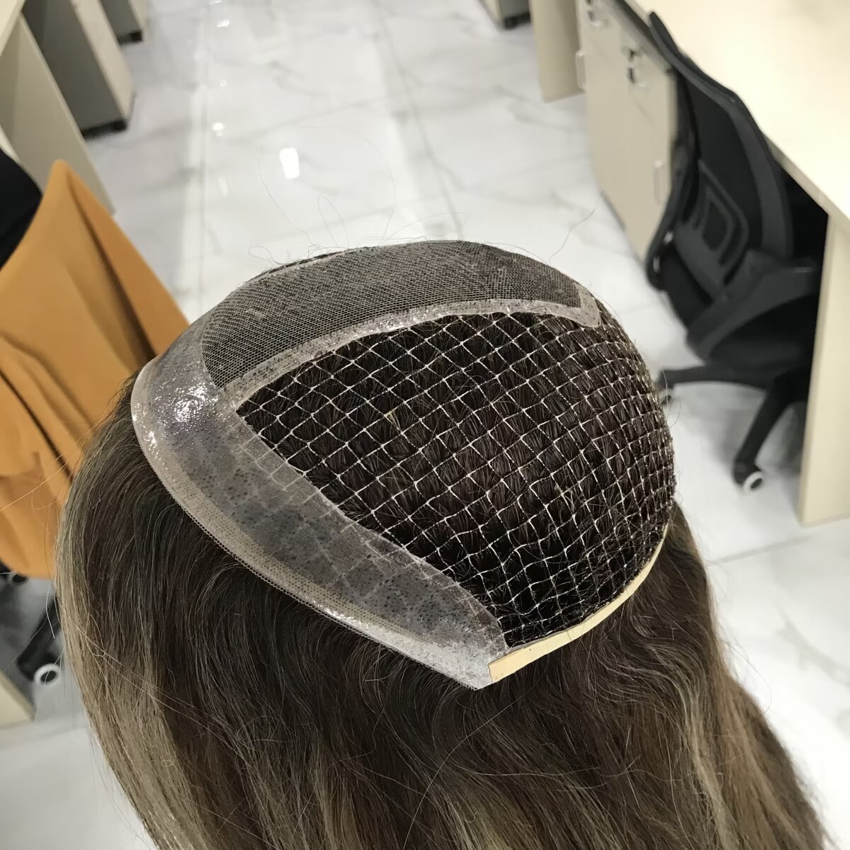 Custom top quality 100% Raw Virgin Human Hair Women Topper Fishnet with lace top Base highlight color Toppers hair pieces