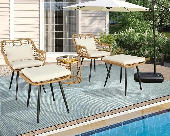 Outdoor Chairs Wicker Patio Bistro Sets Poolside Porch Backyard rattan furniture with side table