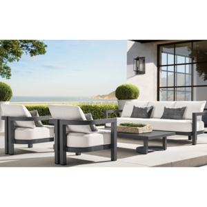 T-back half circles design metal patio furniture weather-resistant modern aluminum sofa outdoor