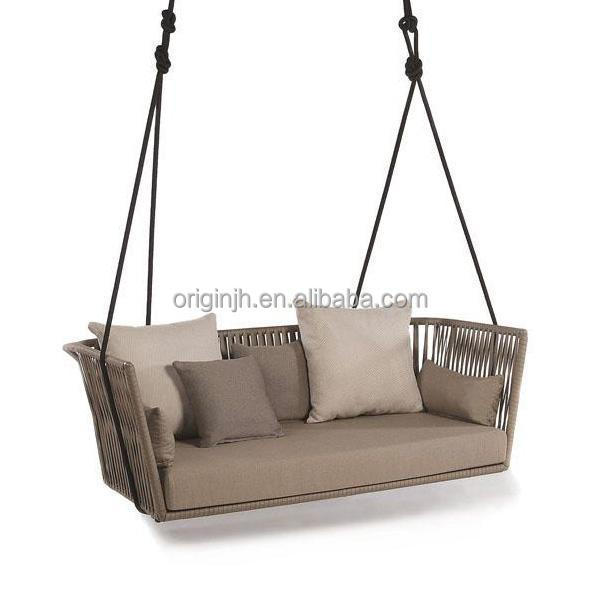 Modern style leisure fine patio furniture wooden frame rope for porch swing bed