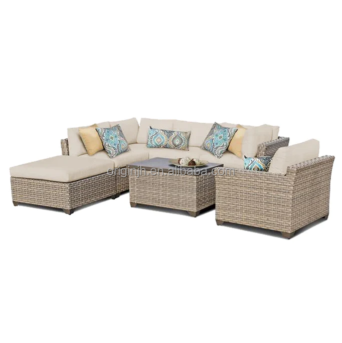 2023 hot-selling rattan outdoor furniture 6-8 seat patio sectional couch sofa set