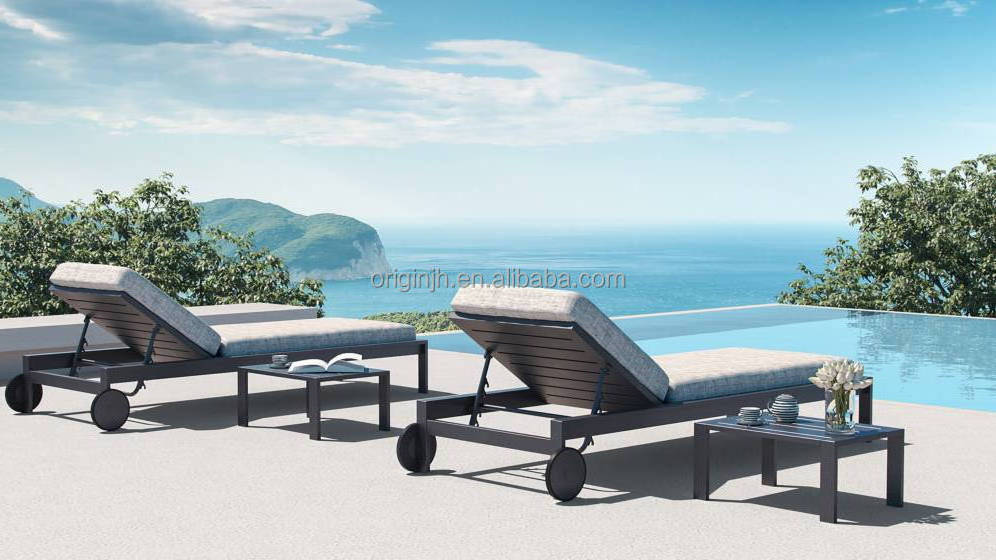 Villa swimming pool sunbathing sleeping aluminium daybed furniture outdoor beach sun lounger