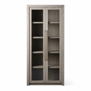 Classical design rustic furniture indoor modern vintage display glass wooden cabinet storage