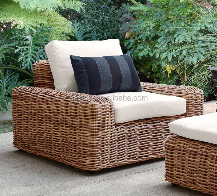 Rectangular shaped large ottoman handmade wicker outside luxury outdoor rattan garden furniture