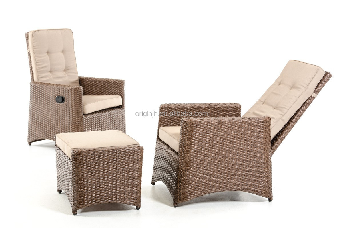 Small garden balcony frontyard adjustable high back loveseat and chairs recline rattan outdoor sofa set