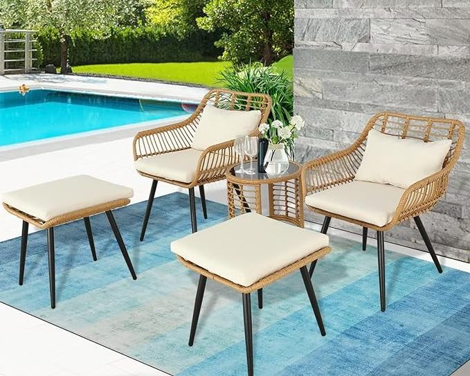 Outdoor Chairs Wicker Patio Bistro Sets Poolside Porch Backyard rattan furniture with side table