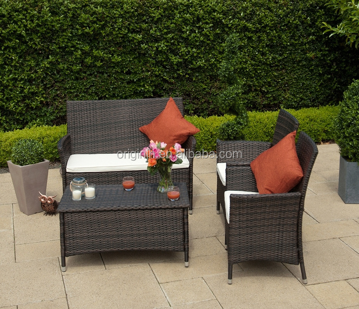 Classic style 4 piece high back patio single seat and loveseat outdoor furniture sofa set