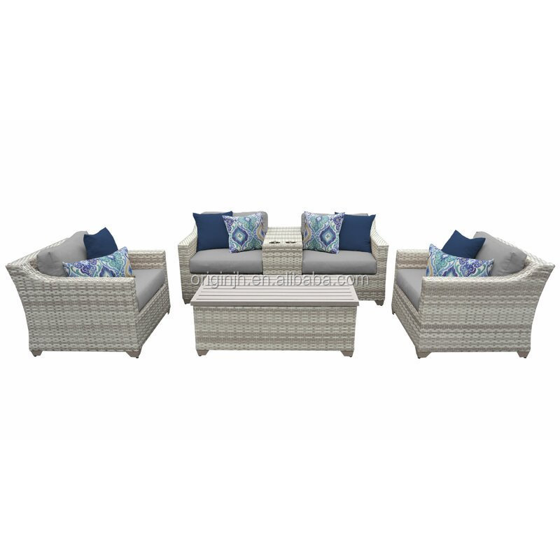 Gold supplier wholesales price outdoor aluminum frame with cushions garden furniture rattan sofa