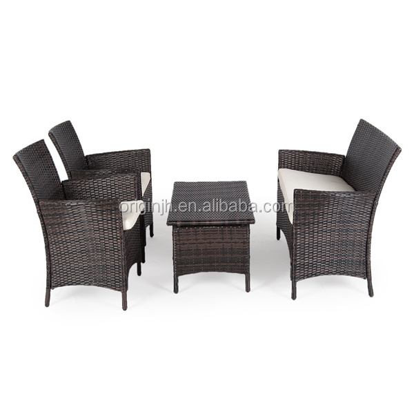 Classic style 4 piece high back patio single seat and loveseat outdoor furniture sofa set