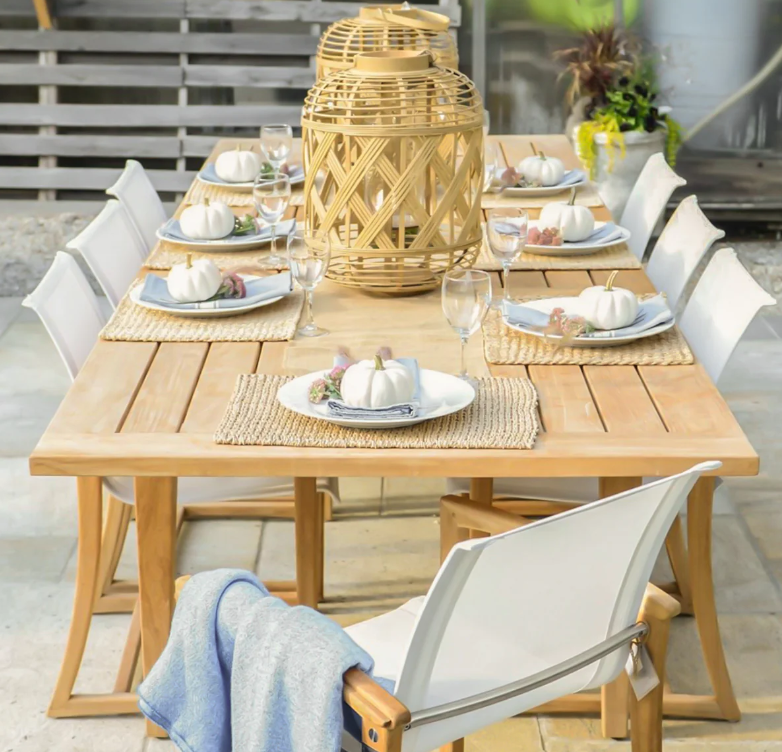 Easy to move solid teak high oil outdoor furniture 6-8 seat folding dining table