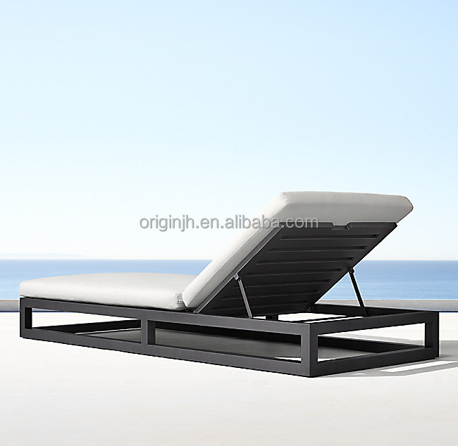 Square style hotel swimming pool sun bathing lounger furniture beach aluminium outdoor lounge chair