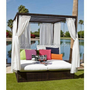 Whole sales price outdoor furniture  with Cushions double chaise lounge outdoor rattan patio day bed