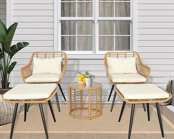 Outdoor Chairs Wicker Patio Bistro Sets Poolside Porch Backyard rattan furniture with side table