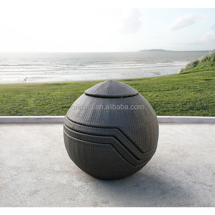 Outdoor modern ergonomics comfortable space-saving stackable rattan furniture egg shaped chair