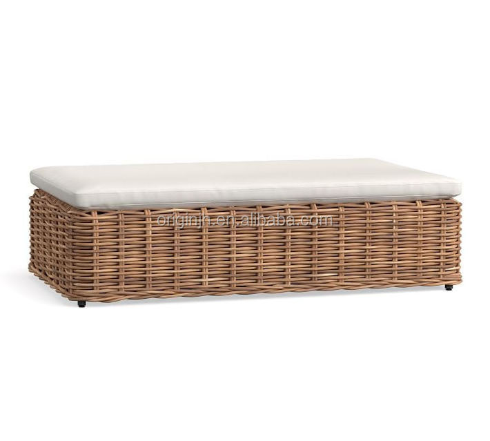 Rectangular shaped large ottoman handmade wicker outside luxury outdoor rattan garden furniture