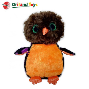 cute big eyed furry soft stuffed animal halloween talking owl plush toys