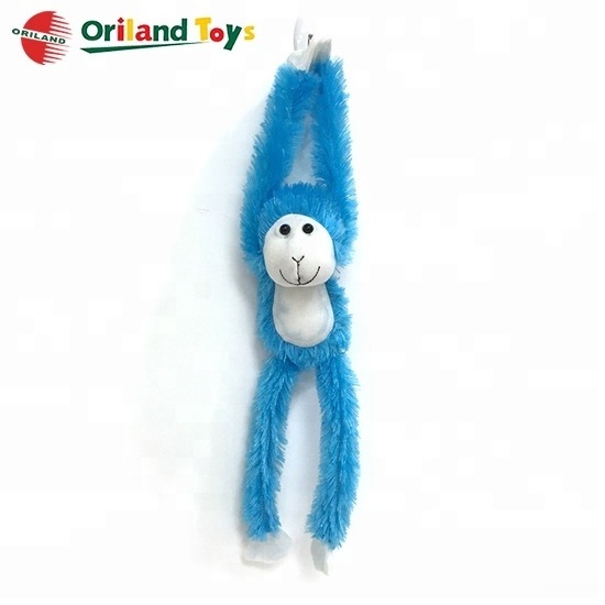 red pink long arms cute stuffed soft fluffy plush hanging monkey toy