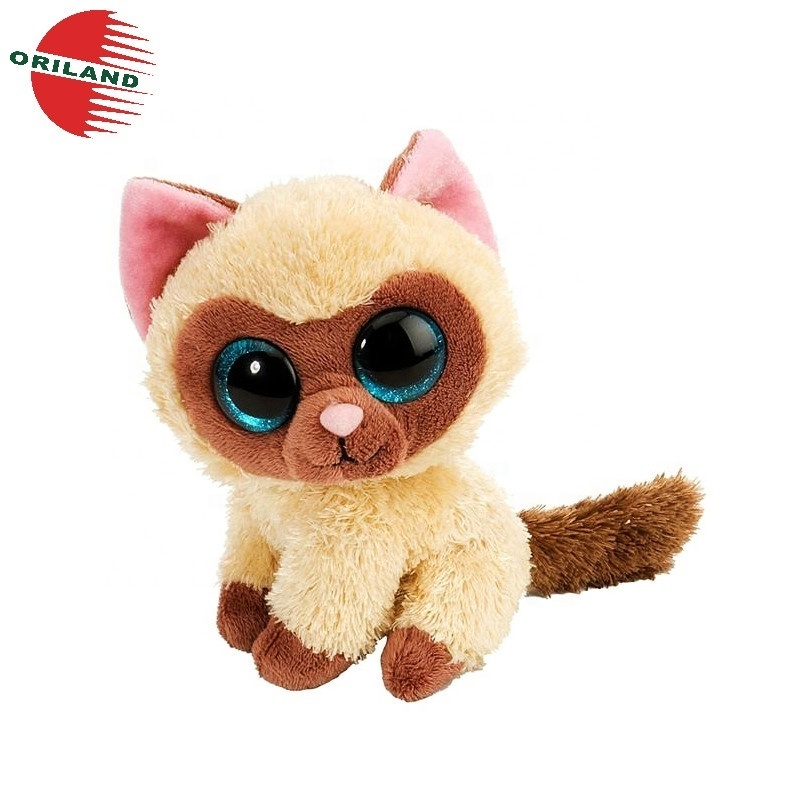 Black glitter big eyes cat doll stuffed animals plush toy