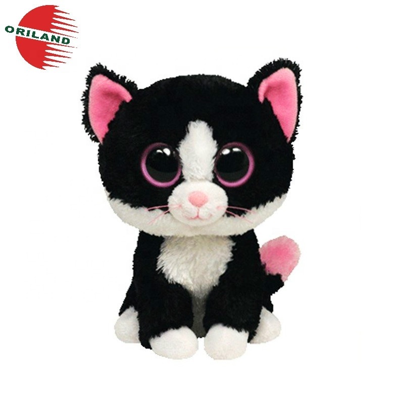 Black glitter big eyes cat doll stuffed animals plush toy