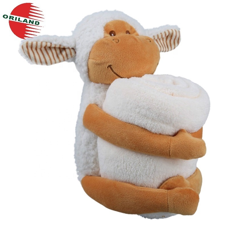 custom baby blanket super soft cuddle blanket with plush stuffed sheep animals toy