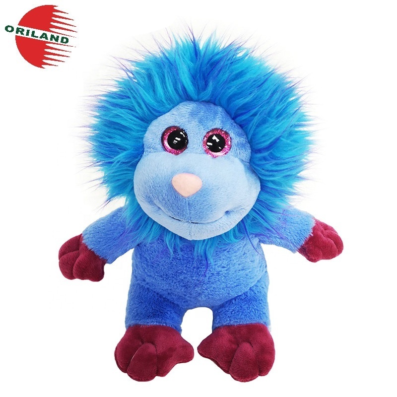 Funny stuffed animals big eyes blue haired gorilla plush toys