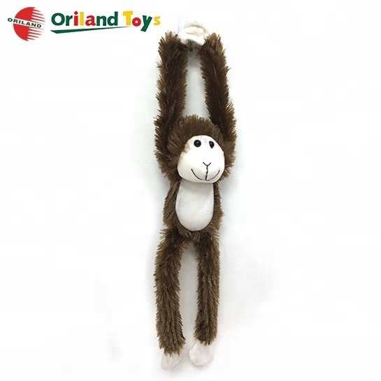 red pink long arms cute stuffed soft fluffy plush hanging monkey toy