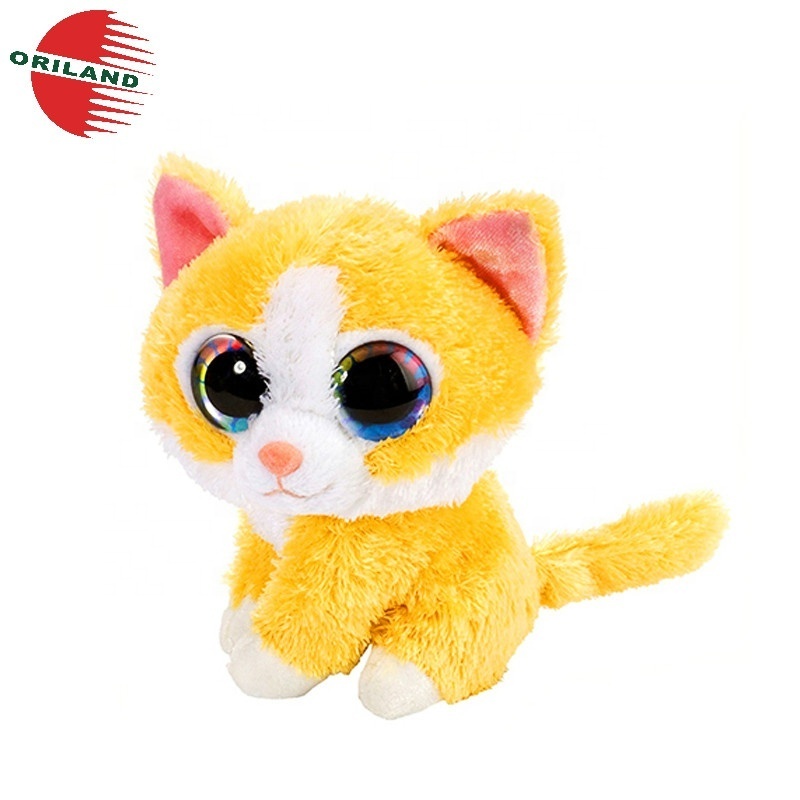 Black glitter big eyes cat doll stuffed animals plush toy