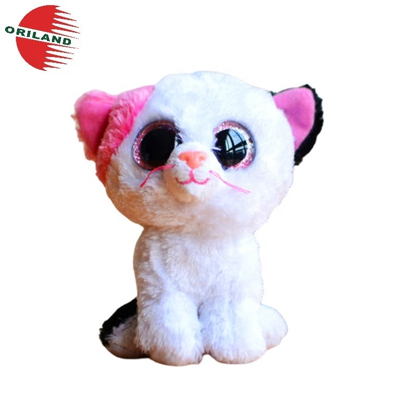 Black glitter big eyes cat doll stuffed animals plush toy