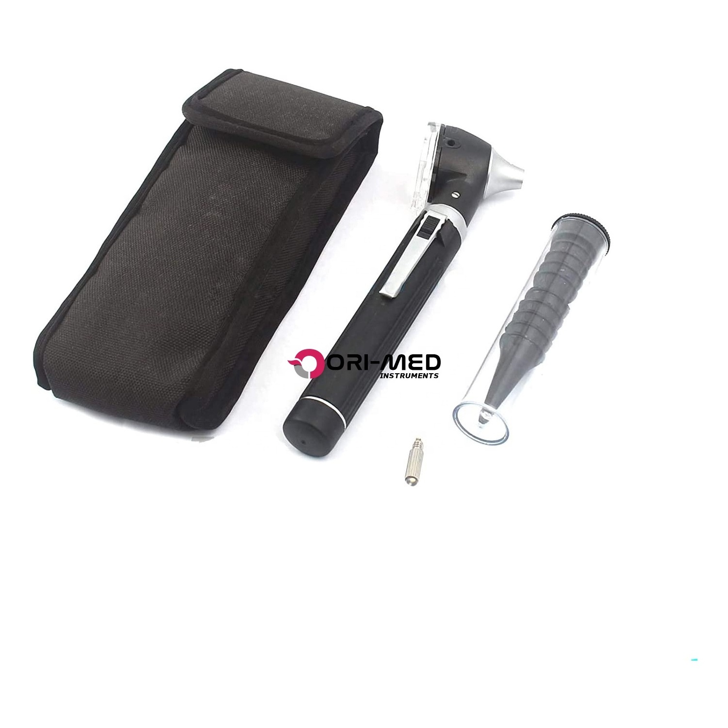 Factory Direct Rechargeable Cheap Price Mini Fiber Optic Black Otoscope Ophthalmoscope Set with Pouch Pack