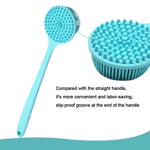 Hot Sell Super-Exfoliating  Dry Skin 15 inch Silicone Back Scrubber  Shower Brush Body Brush Scrubber With Long Handle