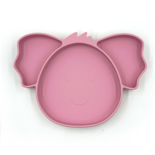 High Quality Washable Babys Feeding Dinner Plate Koala Shape Large Capacity Silicone Baby And Toddler Plates With Suction