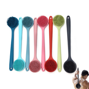 Hot Sell Super-Exfoliating  Dry Skin 15 inch Silicone Back Scrubber  Shower Brush Body Brush Scrubber With Long Handle