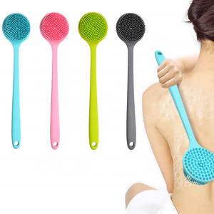 OEM/ODM Cepillo Cuerpo Back Brush Wash Massage Shower Exfoliating Silicone Body Brush Skin Scrubber Bath Brushes Long Handle