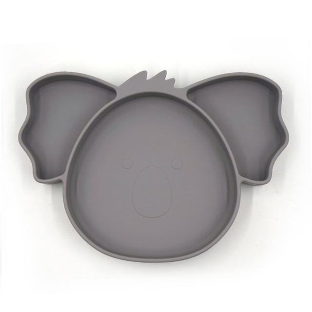 High Quality Washable Babys Feeding Dinner Plate Koala Shape Large Capacity Silicone Baby And Toddler Plates With Suction