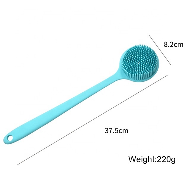 Hot Sell Super-Exfoliating  Dry Skin 15 inch Silicone Back Scrubber  Shower Brush Body Brush Scrubber With Long Handle