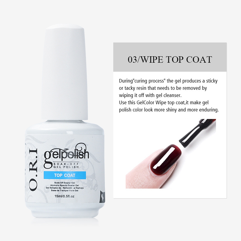 O.R.I Factory OEM/ODM Custom Private label Logo High Shine NO Wipe LED UV Gel Nail Polish Matt Top Base Coat