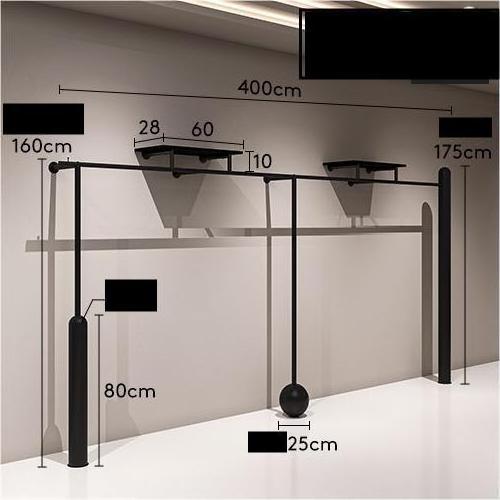 Hot selling Customizable Hanging Rack Double Rod Silver Shelves Hanging Clothes Floor Racks  Display RacksFor Clothing Store