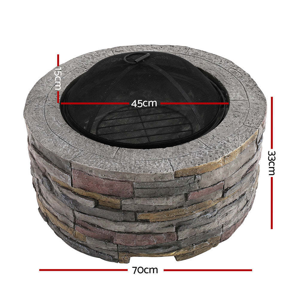 Best Choice Portable MgO Wood Burning Round Stone Effect Concrete Fire Pit with Grate Fire Pit