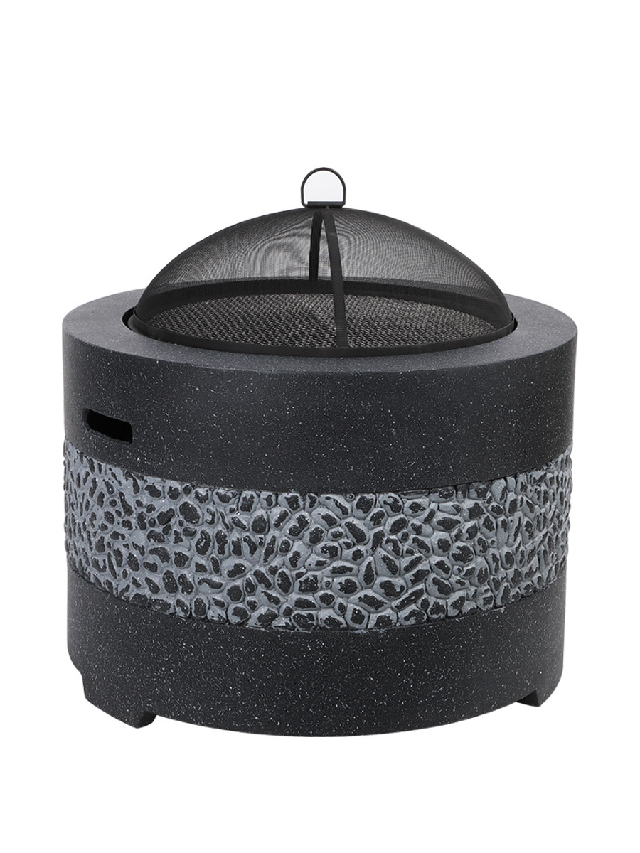 Round domestic courtyard outdoor barbecue stove  charcoal oven smokeless stone barbecue table