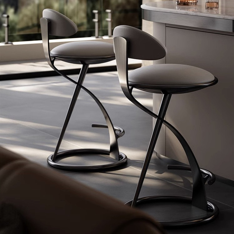 Modern Nordic luxury home bar table chairs bar furniture stainless steel frame bar stools