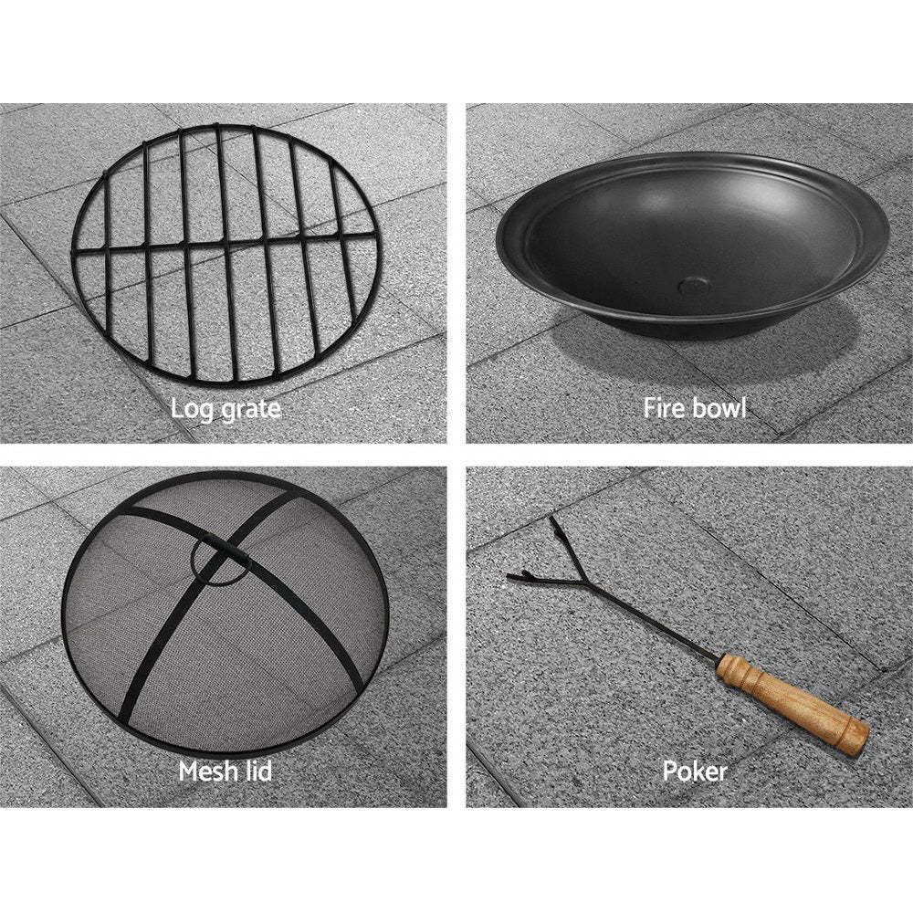 Best Choice Portable MgO Wood Burning Round Stone Effect Concrete Fire Pit with Grate Fire Pit