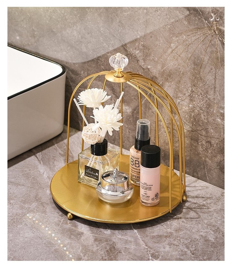 Iron Art Toilet Bird Cage Storage Rack Lipstick perfume Skin Care Dressing Table Finishing Desktop Cosmetics Storage Rack