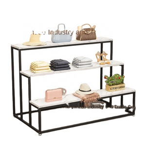 Factory Direct Easy Assembly Double Sided Metal Clothing Store Display Stand Floor-to-ceiling With Shoes And Bags Shop